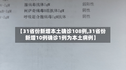 【31省份新增本土确诊108例,31省份新增10例确诊1例为本土病例】