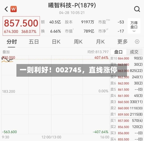 一则利好!002745,直线涨停